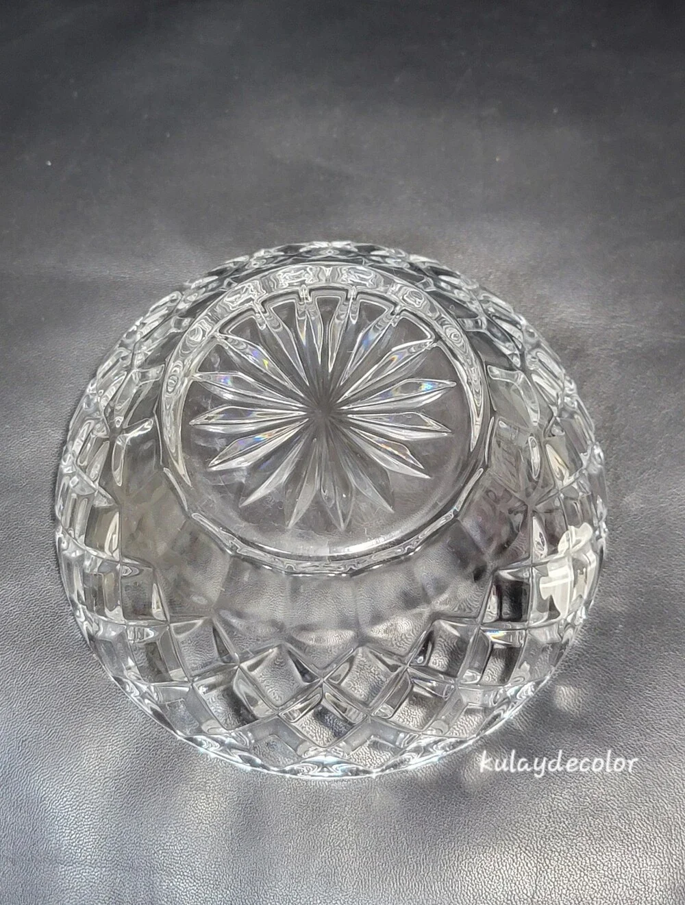 Lenox Fine Crystal Dessert Bowls Set of 3 Starburst Base Diamond Cut Pattern 5